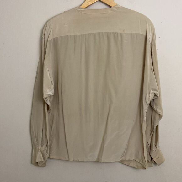 Linda Allard for Ellen Tracy Vintage Pleated Silk Blouse size 6 Office Retro 80s - Picture 4 of 11